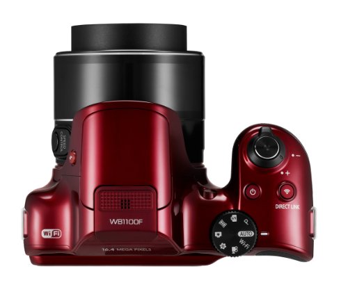 Samsung WB1100F 16.2MP CCD Smart WiFi & NFC Digital Camera with 35x Optical Zoom, 3.0" LCD and 720p HD Video (Red)