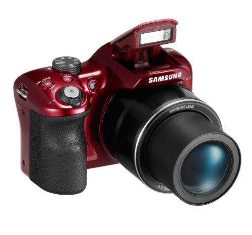 Samsung WB1100F 16.2MP CCD Smart WiFi & NFC Digital Camera with 35x Optical Zoom, 3.0" LCD and 720p HD Video (Red)