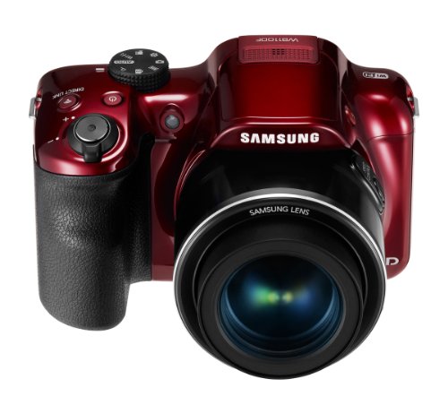 Samsung WB1100F 16.2MP CCD Smart WiFi & NFC Digital Camera with 35x Optical Zoom, 3.0" LCD and 720p HD Video (Red)