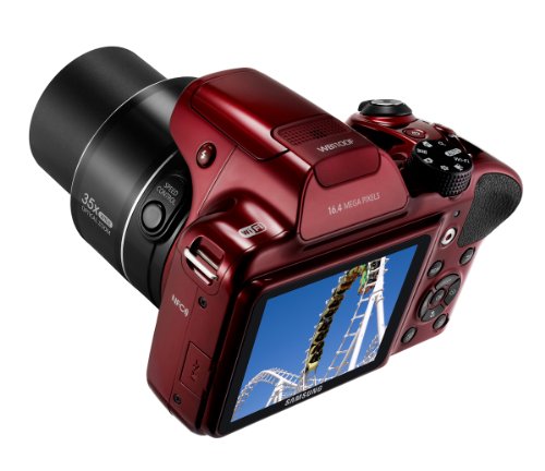 Samsung WB1100F 16.2MP CCD Smart WiFi & NFC Digital Camera with 35x Optical Zoom, 3.0" LCD and 720p HD Video (Red)