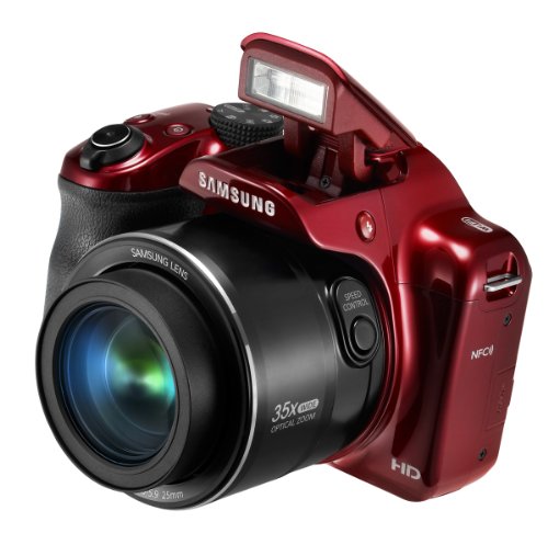 Samsung WB1100F 16.2MP CCD Smart WiFi & NFC Digital Camera with 35x Optical Zoom, 3.0" LCD and 720p HD Video (Red)