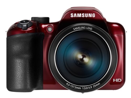 Samsung WB1100F 16.2MP CCD Smart WiFi & NFC Digital Camera with 35x Optical Zoom, 3.0" LCD and 720p HD Video (Red)