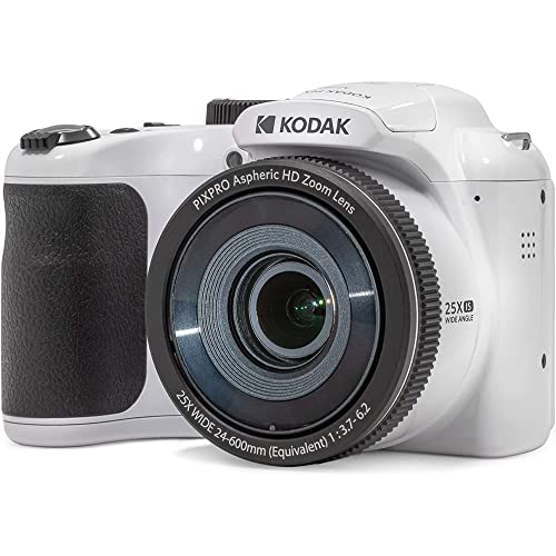 Kodak AZ255-WH PIXPRO Astro Zoom 16MP Digital Camera 25X Optical Zoom White Bundle with Lexar 32GB High-Performance 800x UHS-I SDHC Memory Card Blue Series