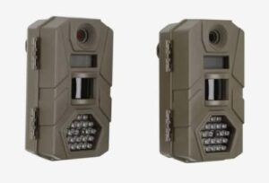 tasco trail camera, 12mp, 2 pack, low glow, tan, removable battery trays