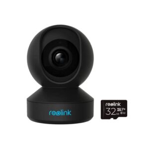 reolink e1 pro 4mp indoor wifi camera bundle with 32gb micro sd card, 2.4/5 ghz wi-fi, two way talk, motion tracking, motion detection for baby and pet monitor