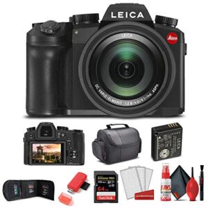 leica v – lux 5 digital camera (19121) + 64gb extreme pro card + card reader + case + cleaning set + memory wallet – starter bundle