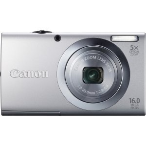 canon powershot a2400 is 16.0 mp digital camera with 5x optical image stabilized zoom 24mm wide-angle lens with 1080p full hd video recording and 3.2-inch touch panel lcd (silver)
