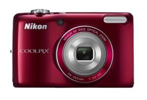nikon coolpix l26 16.1 mp digital camera with 5x zoom nikkor glass lens and 3-inch lcd (red) (old model)