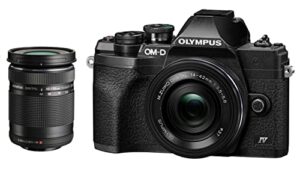 olympus om-d e-m10 mark iv digital camera with m.zuiko digital ed 14-42mm f/3.5-5.6 ez and m.zuiko digital ed 40-150mm f/4.0-5.6 r lenses (black) (2 items)