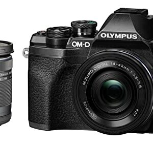 Olympus OM-D E-M10 Mark IV Digital Camera with M.Zuiko Digital ED 14-42mm f/3.5-5.6 EZ and M.Zuiko Digital ED 40-150mm f/4.0-5.6 R Lenses (Black) (2 Items)