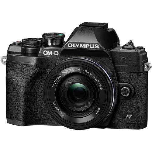 Olympus OM-D E-M10 Mark IV Digital Camera with M.Zuiko Digital ED 14-42mm f/3.5-5.6 EZ and M.Zuiko Digital ED 40-150mm f/4.0-5.6 R Lenses (Black) (2 Items)