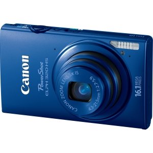 canon powershot elph 320 hs 16.1 mp wi-fi enabled cmos digital camera with 5x zoom 24mm wide-angle lens with 1080p full hd video and 3.2-inch touch panel lcd (blue)
