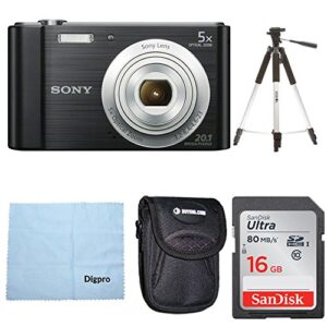 sony dsc-w800/b point and shoot digital still camera black bundle with 16gb sdhc memory card, point and shoot field bag camera case, flexible mini table-top tripod and cleaning coth