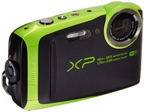 fujifilm 600019756 finepix xp120 shock & waterproof wi-fi digital camera, black/lime green