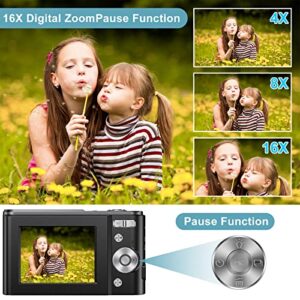 Digital Baby Camera for Kids Teens Boys Girls Adults,1080P 48MP Kids Camera with 32GB SD Card,2.4 Inch Kids Digital Camera with 16X Digital Zoom, Compact Mini Camera Kid Camera for Kids/Student（Black