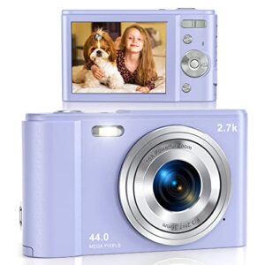 digital camera, lecran fhd 2.7k 44mp vlogging camera with 16x digital zoom, 2.88″ ips screen, mini compact portable cameras for students, teens, kids (2.7k purple)