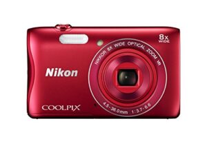 nikon coolpix s3700 digital camera with 8x optical zoom and built-in wi-fi (red)