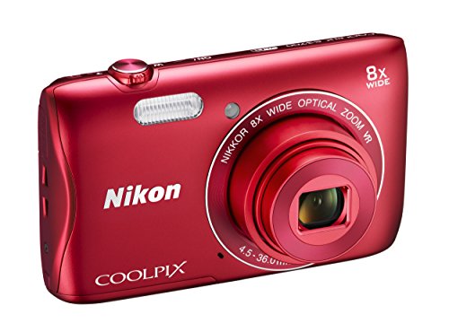 Nikon COOLPIX S3700 Digital Camera with 8x Optical Zoom and Built-In Wi-Fi (Red)