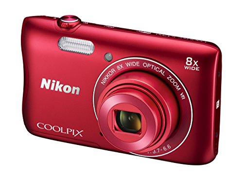 Nikon COOLPIX S3700 Digital Camera with 8x Optical Zoom and Built-In Wi-Fi (Red)