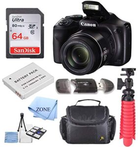 canon powershot sx540 hs 20.3mp digital camera with 50x optical zoom + 64gb delux accessory bundle