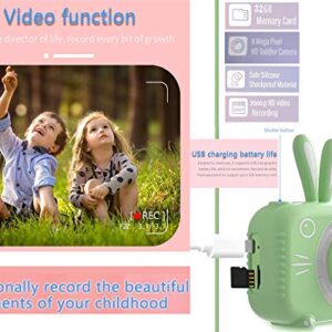 Kids Digital Camera, Kids Video Camera Recorder Shockproof Cameras HD 8 Mega Pixel 2 Inch IPS Screen Kids Mini Camera with 32GB SD for Girls Boys Gifts(Green)