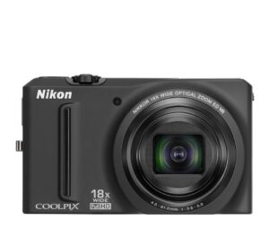 nikon coolpix s9100 12.1 mp cmos digital camera with 18x nikkor ed wide-angle optical zoom lens and full hd 1080p video (black) (old model) (renewed)
