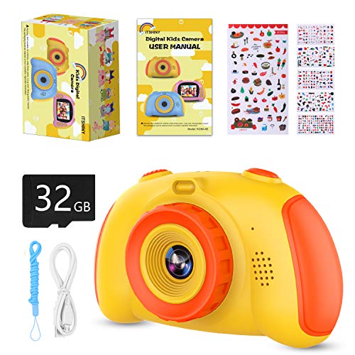 Kids Camera for Boys Girls - Upgrade Kids Selfie Camera, Birthday Gifts for Girls Age 3-9, HD Digital Video Cameras for Toddler, Portable Toy for 3 4 5 6 7 8 Year Old Girl with 32GB SD Card (Yellow)