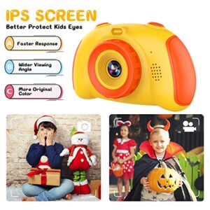 Kids Camera for Boys Girls - Upgrade Kids Selfie Camera, Birthday Gifts for Girls Age 3-9, HD Digital Video Cameras for Toddler, Portable Toy for 3 4 5 6 7 8 Year Old Girl with 32GB SD Card (Yellow)