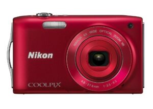 nikon coolpix s3300 16 mp digital camera with 6x zoom nikkor glass lens and 2.7-inch lcd (red)