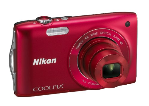 Nikon COOLPIX S3300 16 MP Digital Camera with 6x Zoom NIKKOR Glass Lens and 2.7-inch LCD (Red)