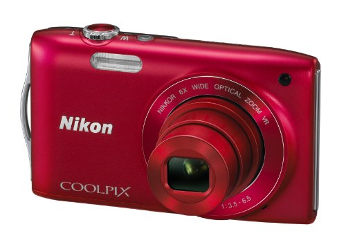 Nikon COOLPIX S3300 16 MP Digital Camera with 6x Zoom NIKKOR Glass Lens and 2.7-inch LCD (Red)