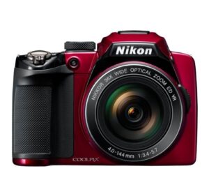 nikon coolpix p500 12.1 cmos digital camera with 36x nikkor wide-angle optical zoom lens and full hd 1080p video (red)