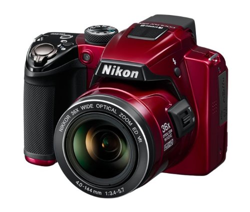 Nikon COOLPIX P500 12.1 CMOS Digital Camera with 36x NIKKOR Wide-Angle Optical Zoom Lens and Full HD 1080p Video (Red)