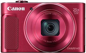 canon powershot sx620 digital camera w/25x optical zoom – wi-fi & nfc enabled (red) (renewed)