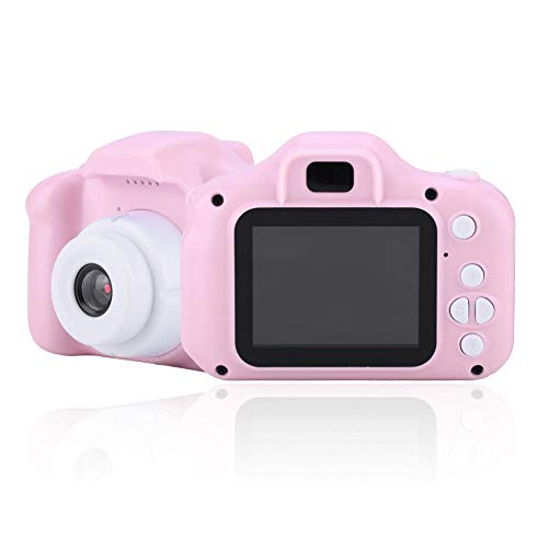 Mini Children Toy Camera,Portable 2.0 inch IPS Color HD 1080P 1920 * 1080 Screen 4X Digital Zoom Child Cartoon Fun Photo/Video Camera Support 32G Memory Card,Gift for Family,Kid,Student(Pink)