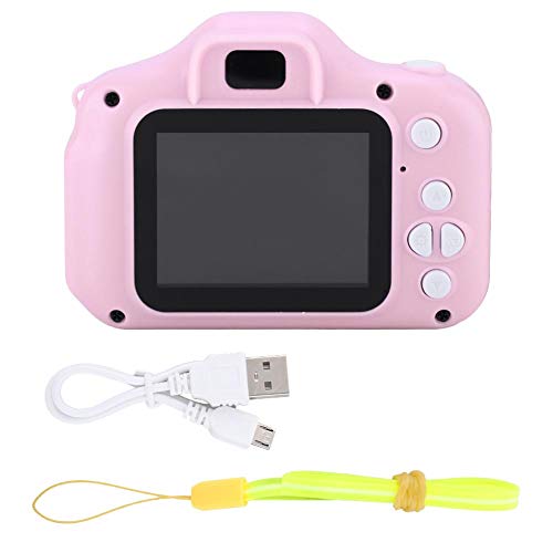 Mini Children Toy Camera,Portable 2.0 inch IPS Color HD 1080P 1920 * 1080 Screen 4X Digital Zoom Child Cartoon Fun Photo/Video Camera Support 32G Memory Card,Gift for Family,Kid,Student(Pink)