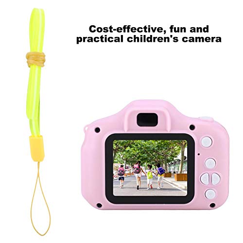 Mini Children Toy Camera,Portable 2.0 inch IPS Color HD 1080P 1920 * 1080 Screen 4X Digital Zoom Child Cartoon Fun Photo/Video Camera Support 32G Memory Card,Gift for Family,Kid,Student(Pink)