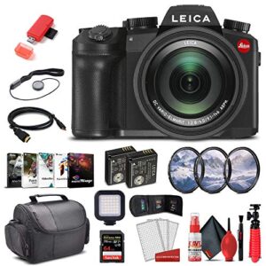 leica v – lux 5 digital camera (19121) + 64gb extreme pro card + corel photo software + extra battery + led video light + card reader + 3 piece filter kit + case + and more – deluxe bundle