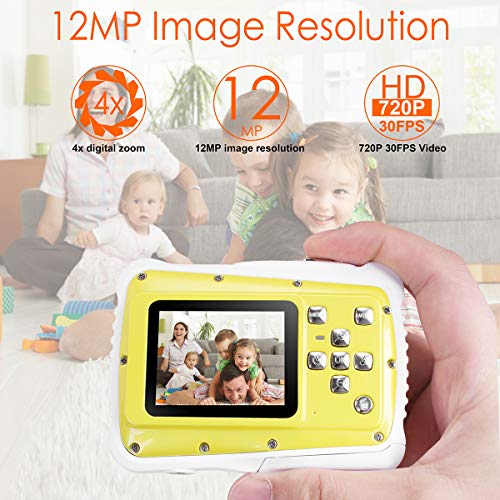 Kids Waterproof Camera, AICase Digital Underwater Camera for Boys and Girls, 12MP HD Action Sport-Camcorder with 2.0" LCD, 4X Digital Zoom, Flash, Mic