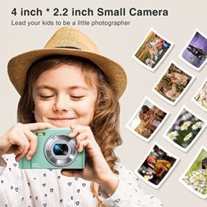 Digital Camera Auto Focus Point and Shoot Camera, FHD 1080P 48MP Kids Camera with 32GB Memory Card,16X Zoom Vlogging Camera Small Digital Cameras for Kids Teenagers Students Green