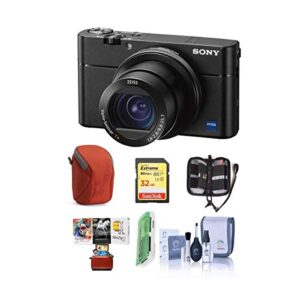 sony cyber-shot dsc-rx100 va digital camera, black – bundle with 32gb sdhc u3 card, camera case, cleaning kit, memory wallet, card reader, mac software package
