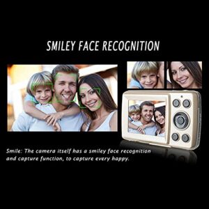 Wertygh Digital Camera,Portable Cameras 16 Million HD Pixel Compact Home Digital Camera for Kids Teens Seniors Golden