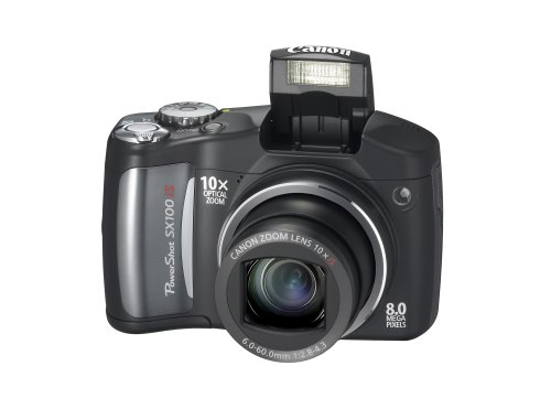 Canon PowerShot SX100IS 8MP Digital Camera with 10x Optical Image Stabilized Zoom (Black)