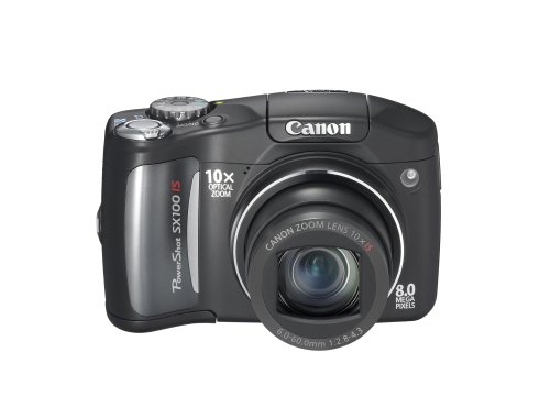 Canon PowerShot SX100IS 8MP Digital Camera with 10x Optical Image Stabilized Zoom (Black)