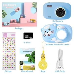 LeaderPro Kids Camera 26MP Digital Selfie Cameras for Children 1080p HD Video with 32GB and 2.4 Inch Screen, Birthday Toy for 3 4 5 6 7 8 9 Years Old Boy Girls - Blue