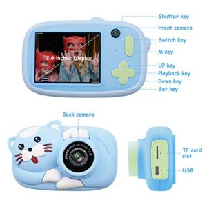 LeaderPro Kids Camera 26MP Digital Selfie Cameras for Children 1080p HD Video with 32GB and 2.4 Inch Screen, Birthday Toy for 3 4 5 6 7 8 9 Years Old Boy Girls - Blue