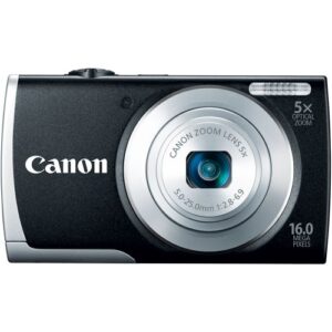 canon powershot a2600 is 16.0 mp digital camera with 5x optical zoom and 720p full hd video recording (black)