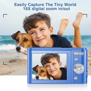 Digital Camera Auto Focus Point and Shoot Camera, FHD 1080P 48MP Kids Camera with 32GB Memory Card,16X Zoom Vlogging Camera Small Digital Cameras for Kids Teenagers Students