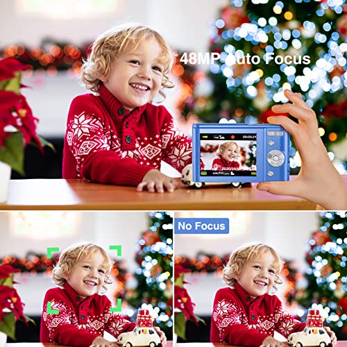 Digital Camera Auto Focus Point and Shoot Camera, FHD 1080P 48MP Kids Camera with 32GB Memory Card,16X Zoom Vlogging Camera Small Digital Cameras for Kids Teenagers Students