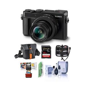 panasonic lumix dc-lx100 ii digital point and shoot camera with 24-75mm leica dc lens, black – bundle with camera case, 32gb sdhc u3 card, cleaning kit, memory wallet, card reader, mac software pack
